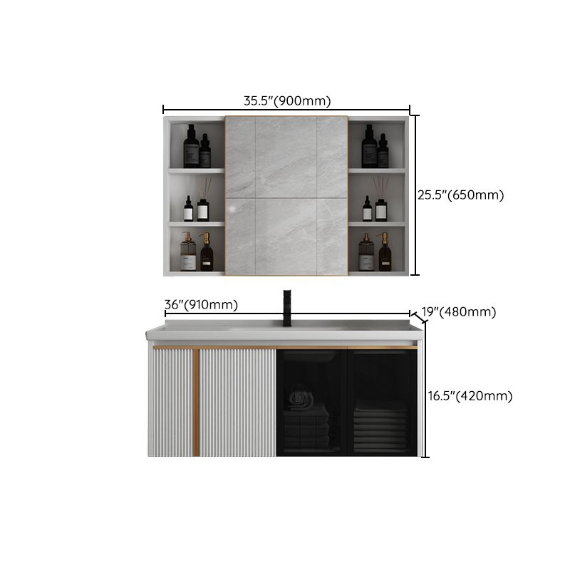 Rectangular Wall Mount Sink Vanity Modern White Metal Frame Vanity Clearhalo 'Bathroom Remodel & Bathroom Fixtures' 'Bathroom Vanities' 'bathroom_vanities' 'Home Improvement' 'home_improvement' 'home_improvement_bathroom_vanities' 1200x1200_08001680-8668-4e49-89d7-6327fe336e92
