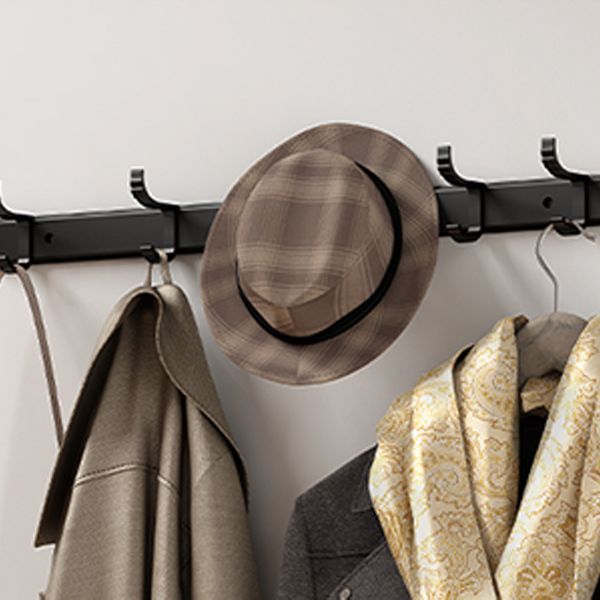 Classic Bath Hardware Set in Aluminum Black Finish Robe Hooks/ Towel Bar Clearhalo 'Bathroom Hardware Sets' 'Bathroom Hardware' 'Bathroom Remodel & Bathroom Fixtures' 'bathroom_hardware_sets' 'Home Improvement' 'home_improvement' 'home_improvement_bathroom_hardware_sets' 1200x1200_08133a87-5678-4494-984a-576b830ef50c