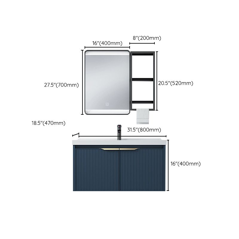 Metal Frame Vanity Wall Mount Blue Single Sink 2 Doors Mirror Bath Vanity with Faucet Clearhalo 'Bathroom Remodel & Bathroom Fixtures' 'Bathroom Vanities' 'bathroom_vanities' 'Home Improvement' 'home_improvement' 'home_improvement_bathroom_vanities' 1200x1200_0813f387-1571-42b1-b1da-416522e5c781