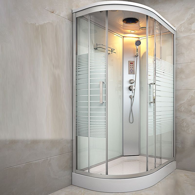 Striped Tempered Glass Shower Stall Framed Shower Stall with Rain Shower Clearhalo 'Bathroom Remodel & Bathroom Fixtures' 'Home Improvement' 'home_improvement' 'home_improvement_shower_stalls_enclosures' 'Shower Stalls & Enclosures' 'shower_stalls_enclosures' 'Showers & Bathtubs' 1200x1200_082568fd-e296-4113-89e1-944ab7774e8a