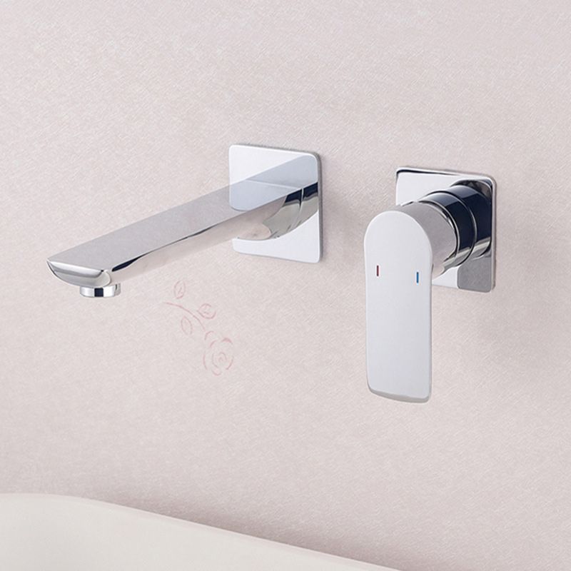 2 Holes Faucet Glam Style Wall Mounted Faucet with Single Lever Handle Clearhalo 'Bathroom Remodel & Bathroom Fixtures' 'Bathroom Sink Faucets' 'Bathroom Sinks & Faucet Components' 'bathroom_sink_faucets' 'Home Improvement' 'home_improvement' 'home_improvement_bathroom_sink_faucets' 1200x1200_084bf602-7e10-42e8-b028-10498cf2fa64