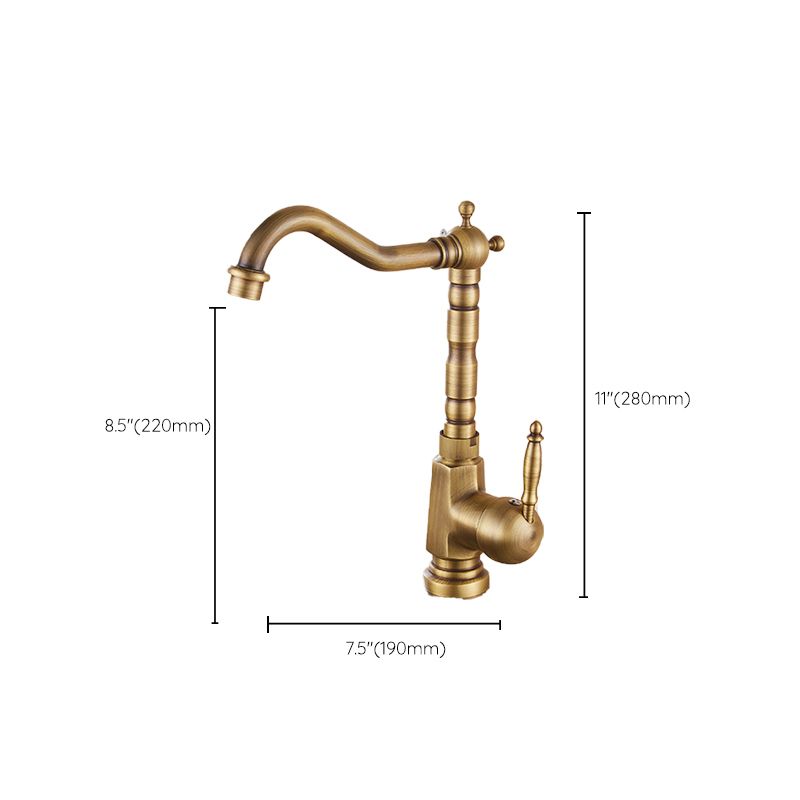 Traditional Standard Bar Faucet 1-Handle Kitchen Faucet in Gold Clearhalo 'Home Improvement' 'home_improvement' 'home_improvement_kitchen_faucets' 'Kitchen Faucets' 'Kitchen Remodel & Kitchen Fixtures' 'Kitchen Sinks & Faucet Components' 'kitchen_faucets' 1200x1200_0851abdb-bea0-4784-8511-ba2ee6f19da4