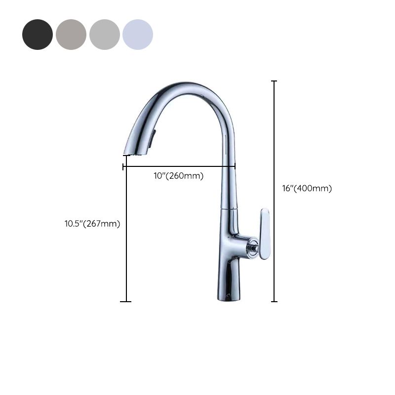 Modern 1-Handle Faucet Pull down Stainless Steel Standard Kitchen Faucet Clearhalo 'Home Improvement' 'home_improvement' 'home_improvement_kitchen_faucets' 'Kitchen Faucets' 'Kitchen Remodel & Kitchen Fixtures' 'Kitchen Sinks & Faucet Components' 'kitchen_faucets' 1200x1200_0876ea56-7894-49b7-b905-2958cdf7d42c