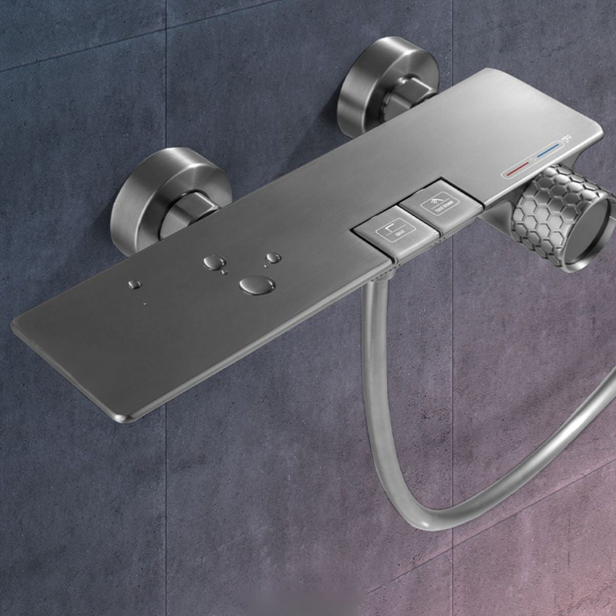 Shower Set Digital Display Simple Split Shower Set Bathroom Full Copper Booster Clearhalo 'Bathroom Remodel & Bathroom Fixtures' 'Home Improvement' 'home_improvement' 'home_improvement_shower_faucets' 'Shower Faucets & Systems' 'shower_faucets' 'Showers & Bathtubs Plumbing' 'Showers & Bathtubs' 1200x1200_08880eba-c324-4e67-a693-7d91928b2feb