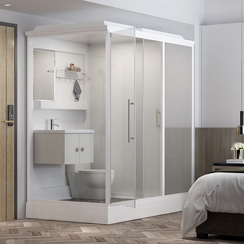 Single Sliding Shower Stall 91" H Framed Rectangle Shower Stall with White Base Clearhalo 'Bathroom Remodel & Bathroom Fixtures' 'Home Improvement' 'home_improvement' 'home_improvement_shower_stalls_enclosures' 'Shower Stalls & Enclosures' 'shower_stalls_enclosures' 'Showers & Bathtubs' 1200x1200_08c37c77-a5aa-4d3a-9b6e-e2c327d71ef9