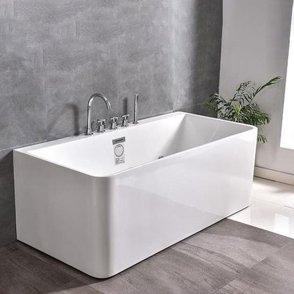 Rectangular Bathtub Acrylic Soaking Bath in White , 22.83-inch Tall Clearhalo 'Bathroom Remodel & Bathroom Fixtures' 'Bathtubs' 'Home Improvement' 'home_improvement' 'home_improvement_bathtubs' 'Showers & Bathtubs' 1200x1200_08e2be87-bec4-4a47-bc25-6843f3c20951
