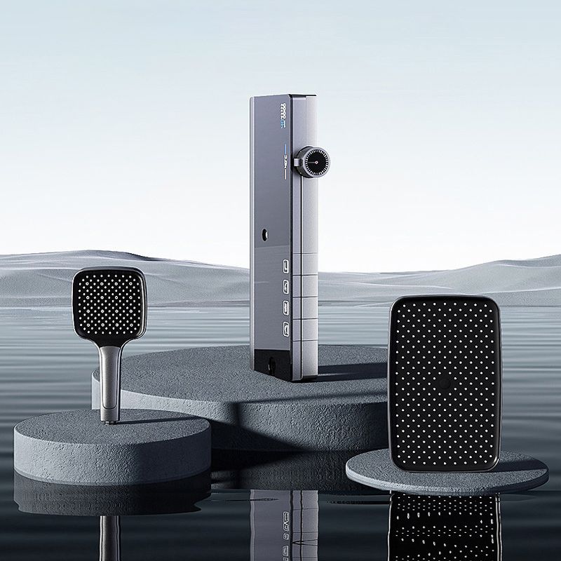 Modern Shower System Metal Thermostatic Massage Wall Mounted Shower Faucet Clearhalo 'Bathroom Remodel & Bathroom Fixtures' 'Home Improvement' 'home_improvement' 'home_improvement_shower_faucets' 'Shower Faucets & Systems' 'shower_faucets' 'Showers & Bathtubs Plumbing' 'Showers & Bathtubs' 1200x1200_08f147d1-9ca9-4a0f-93df-1097b85948a4