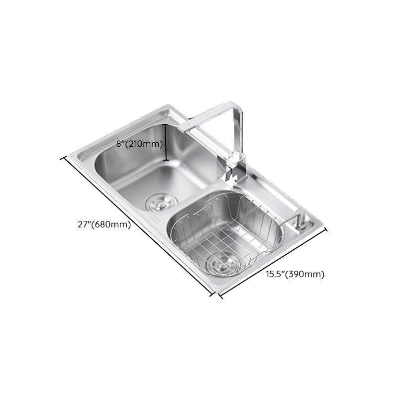 Dirt Resistant Kitchen Double Sink Stainless Steel Drop-In Kitchen Sink Clearhalo 'Home Improvement' 'home_improvement' 'home_improvement_kitchen_sinks' 'Kitchen Remodel & Kitchen Fixtures' 'Kitchen Sinks & Faucet Components' 'Kitchen Sinks' 'kitchen_sinks' 1200x1200_08f20423-3a77-424c-b11b-2d48f305ea28