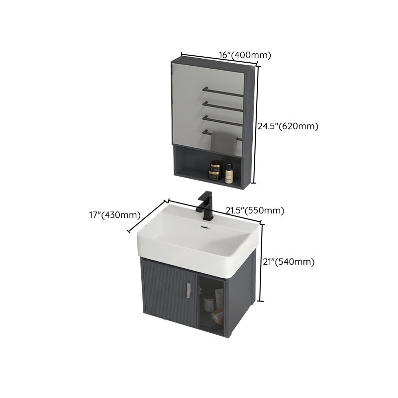 Single Sink Bathroom Vanity Modern Gray Metal Frame Rectangular Vanity Set Clearhalo 'Bathroom Remodel & Bathroom Fixtures' 'Bathroom Vanities' 'bathroom_vanities' 'Home Improvement' 'home_improvement' 'home_improvement_bathroom_vanities' 1200x1200_09031446-fde5-4163-b9a3-ef2c94f1ba9f