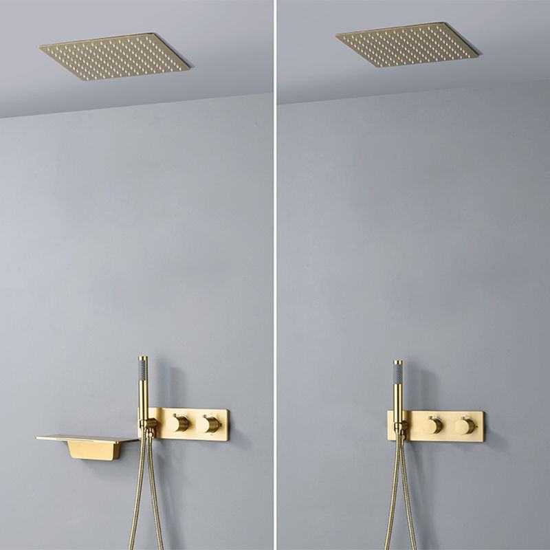 Modern Shower System Brass Temperature Control Fixed Shower Head Shower Combo Clearhalo 'Bathroom Remodel & Bathroom Fixtures' 'Home Improvement' 'home_improvement' 'home_improvement_shower_faucets' 'Shower Faucets & Systems' 'shower_faucets' 'Showers & Bathtubs Plumbing' 'Showers & Bathtubs' 1200x1200_090464c4-86c4-47bd-bf48-88216ef320ee