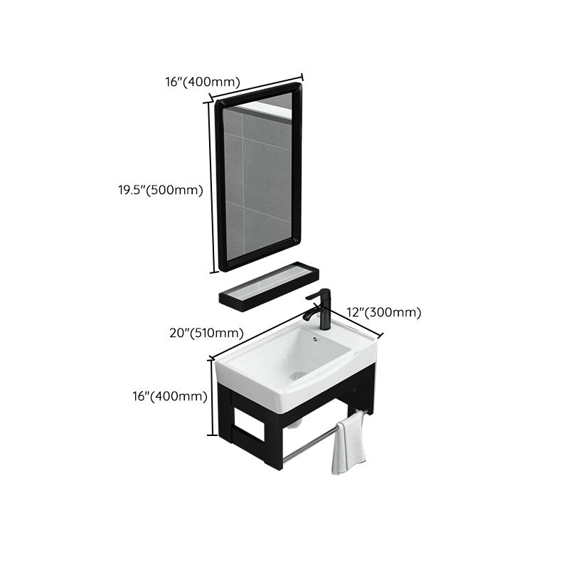 Black Bath Vanity Rectangular Single Sink Wall Mounted Metal Frame Bathroom Vanity Clearhalo 'Bathroom Remodel & Bathroom Fixtures' 'Bathroom Vanities' 'bathroom_vanities' 'Home Improvement' 'home_improvement' 'home_improvement_bathroom_vanities' 1200x1200_0931a27b-a0a4-4470-8929-292289842688