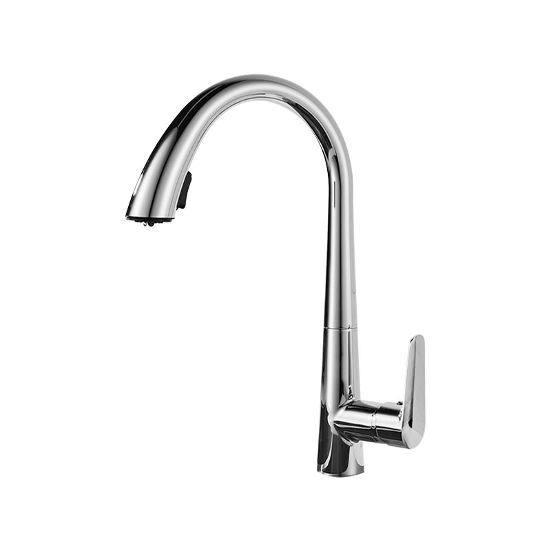 Modern Style Kitchen Faucet Copper 1-Handle High Arc Retractable Kitchen Faucet Clearhalo 'Home Improvement' 'home_improvement' 'home_improvement_kitchen_faucets' 'Kitchen Faucets' 'Kitchen Remodel & Kitchen Fixtures' 'Kitchen Sinks & Faucet Components' 'kitchen_faucets' 1200x1200_093f9a48-7e49-4ed3-96ec-d094db1817b2