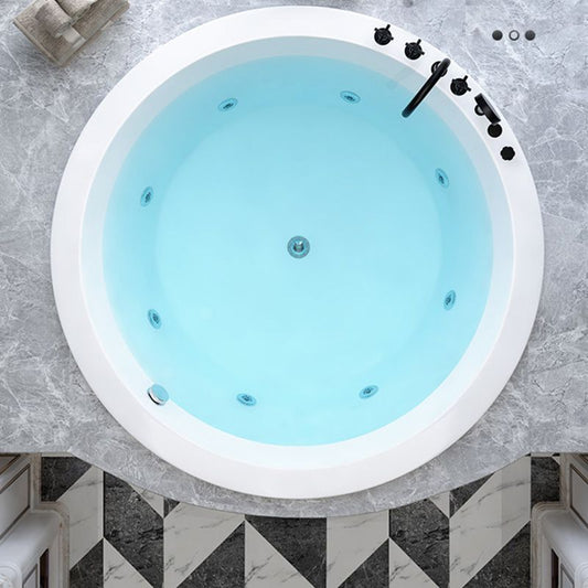Modern Round White Acrylic Bathtub Embedded Bathtub with Drain and Massage Device Clearhalo 'Bathroom Remodel & Bathroom Fixtures' 'Bathtubs' 'Home Improvement' 'home_improvement' 'home_improvement_bathtubs' 'Showers & Bathtubs' 1200x1200_095a4e3d-ef89-4499-ba16-933dcae72d17