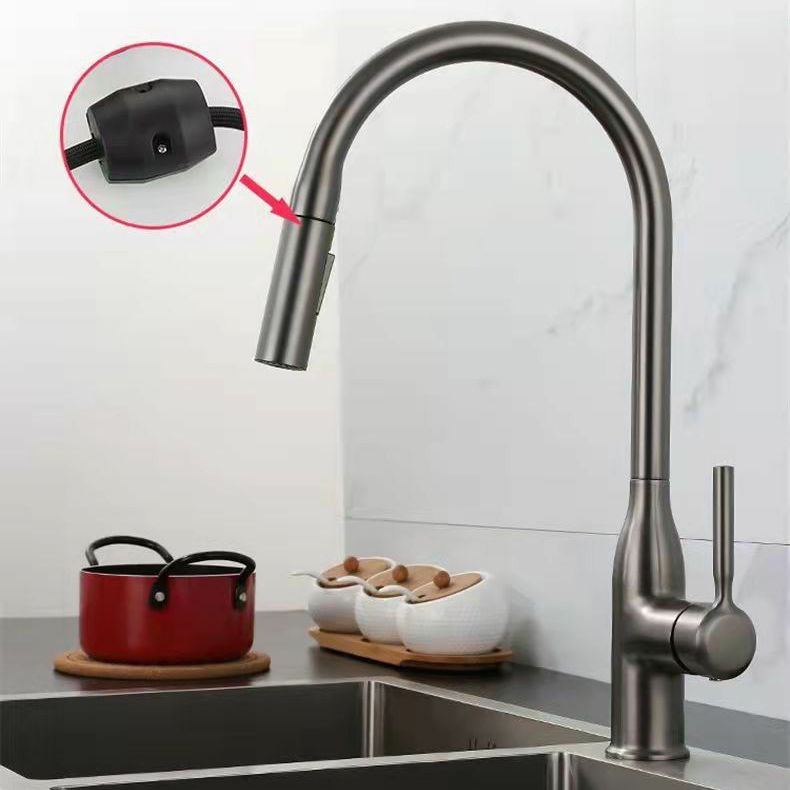 Modern 1-Handle Faucet Pull out Sprayer Standard Kitchen Faucet Clearhalo 'Home Improvement' 'home_improvement' 'home_improvement_kitchen_faucets' 'Kitchen Faucets' 'Kitchen Remodel & Kitchen Fixtures' 'Kitchen Sinks & Faucet Components' 'kitchen_faucets' 1200x1200_0963b41a-22b3-482c-9509-d72c85193213