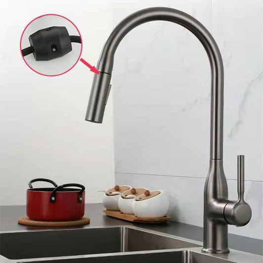 Modern 1-Handle Faucet Pull out Sprayer Standard Kitchen Faucet Clearhalo 'Home Improvement' 'home_improvement' 'home_improvement_kitchen_faucets' 'Kitchen Faucets' 'Kitchen Remodel & Kitchen Fixtures' 'Kitchen Sinks & Faucet Components' 'kitchen_faucets' 1200x1200_0963b41a-22b3-482c-9509-d72c85193213
