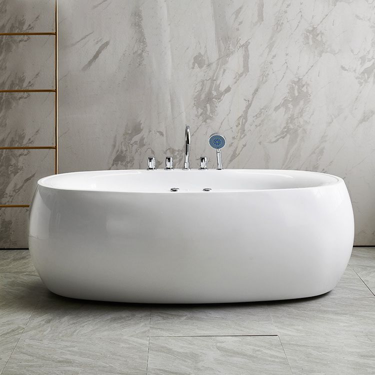 Modern Oval Acrylic Bathtub Hotel Freestanding Bath Tub in White Clearhalo 'Bathroom Remodel & Bathroom Fixtures' 'Bathtubs' 'Home Improvement' 'home_improvement' 'home_improvement_bathtubs' 'Showers & Bathtubs' 1200x1200_096eed7f-0bb3-4d23-a68c-c8f2fb59ccfc