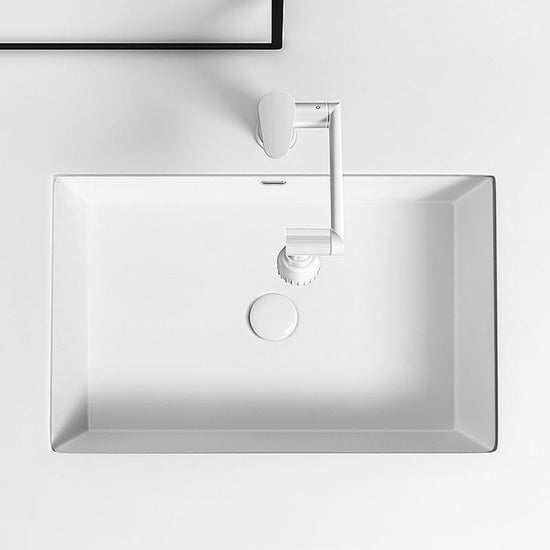 Modern Undermount Bathroom Sink Porcelain with Overflow and Faucet ...