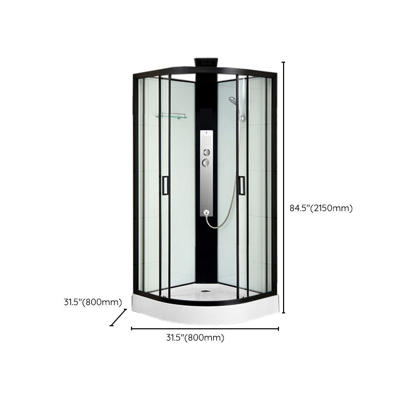 Black Framed Shower Enclosure Double Sliding Round Shower Stall Clearhalo 'Bathroom Remodel & Bathroom Fixtures' 'Home Improvement' 'home_improvement' 'home_improvement_shower_stalls_enclosures' 'Shower Stalls & Enclosures' 'shower_stalls_enclosures' 'Showers & Bathtubs' 1200x1200_09ac2eb1-e285-4d41-85f0-98985d405039