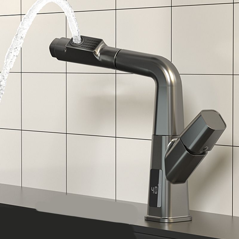 Modern Vessel Sink Faucet Knob Handle Swivel Spout with Pull Down Sprayer Clearhalo 'Bathroom Remodel & Bathroom Fixtures' 'Bathroom Sink Faucets' 'Bathroom Sinks & Faucet Components' 'bathroom_sink_faucets' 'Home Improvement' 'home_improvement' 'home_improvement_bathroom_sink_faucets' 1200x1200_09b42e89-5a93-4a8e-b21d-381e08e2a7f6