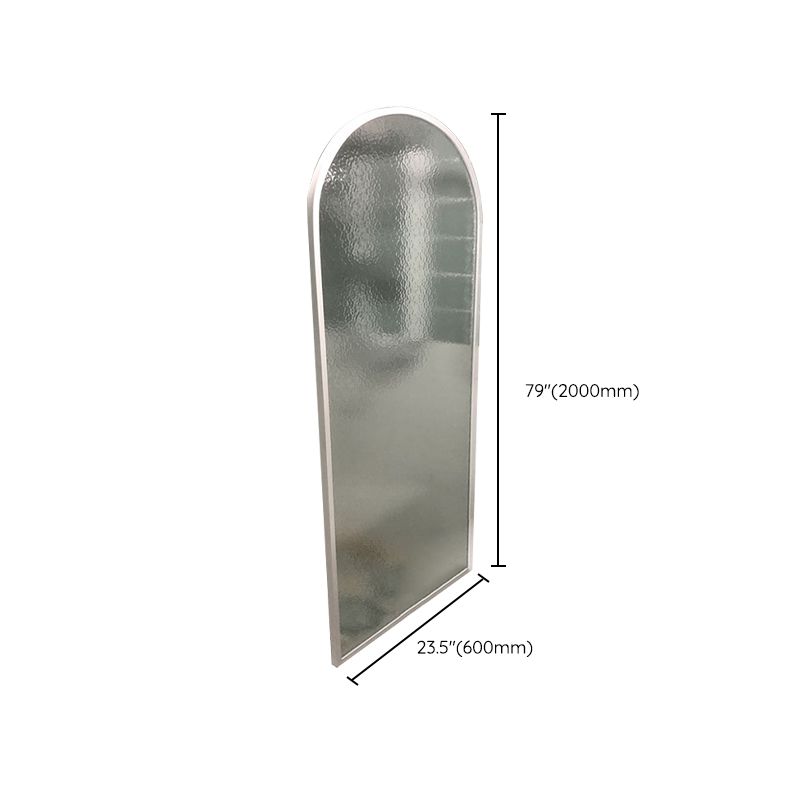 White Full Frame Single Fixed Panel, Half Partition Arched Waterproof Bathroom Screen Clearhalo 'Bathroom Remodel & Bathroom Fixtures' 'Home Improvement' 'home_improvement' 'home_improvement_shower_tub_doors' 'Shower and Tub Doors' 'shower_tub_doors' 'Showers & Bathtubs' 1200x1200_09bbeb92-c8b4-433e-9b38-f06104b66799