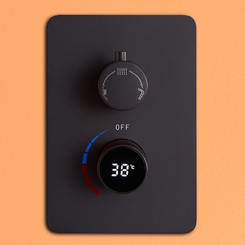 Modern Shower Set Brass Temperature Control Ceiling Mounted Shower System Clearhalo 'Bathroom Remodel & Bathroom Fixtures' 'Home Improvement' 'home_improvement' 'home_improvement_shower_faucets' 'Shower Faucets & Systems' 'shower_faucets' 'Showers & Bathtubs Plumbing' 'Showers & Bathtubs' 1200x1200_09e52958-8bae-4725-9b64-8458c47890f7