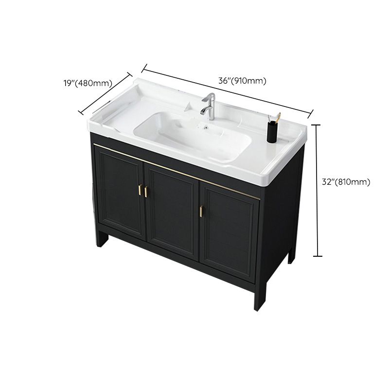Modern Metal Sink Cabinet Mirror Wall-Mounted Bathroom Vanity Cabinet in Black Clearhalo 'Bathroom Remodel & Bathroom Fixtures' 'Bathroom Vanities' 'bathroom_vanities' 'Home Improvement' 'home_improvement' 'home_improvement_bathroom_vanities' 1200x1200_0a080494-64ab-4d72-8d2f-d26b7e459c0a