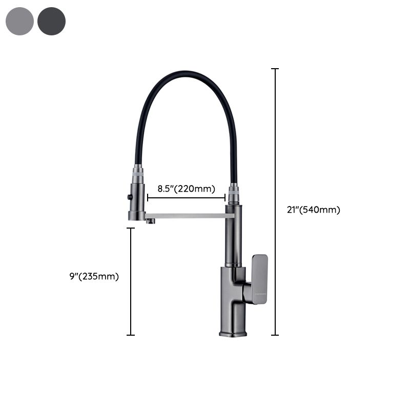 Swivel Spout Kitchen Sink Faucet High Arc with Pull Down Sprayer Clearhalo 'Home Improvement' 'home_improvement' 'home_improvement_kitchen_faucets' 'Kitchen Faucets' 'Kitchen Remodel & Kitchen Fixtures' 'Kitchen Sinks & Faucet Components' 'kitchen_faucets' 1200x1200_0a0f5149-c855-4a84-ad36-768eafa220f2