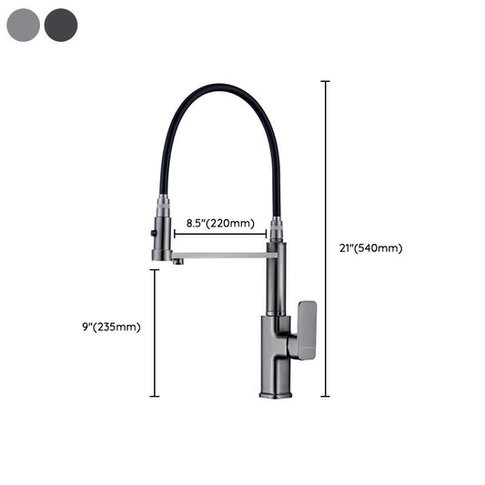 Swivel Spout Kitchen Sink Faucet High Arc with Pull Down Sprayer Clearhalo 'Home Improvement' 'home_improvement' 'home_improvement_kitchen_faucets' 'Kitchen Faucets' 'Kitchen Remodel & Kitchen Fixtures' 'Kitchen Sinks & Faucet Components' 'kitchen_faucets' 1200x1200_0a0f5149-c855-4a84-ad36-768eafa220f2