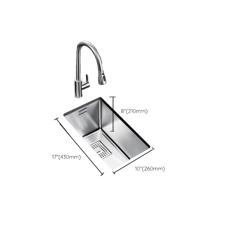 Rectangle Single Bowl Kitchen Sink Stainless Steel Sink with Drain Strainer Kit Clearhalo 'Home Improvement' 'home_improvement' 'home_improvement_kitchen_sinks' 'Kitchen Remodel & Kitchen Fixtures' 'Kitchen Sinks & Faucet Components' 'Kitchen Sinks' 'kitchen_sinks' 1200x1200_0a15fe03-5d0f-4127-ba3e-d7074b890109