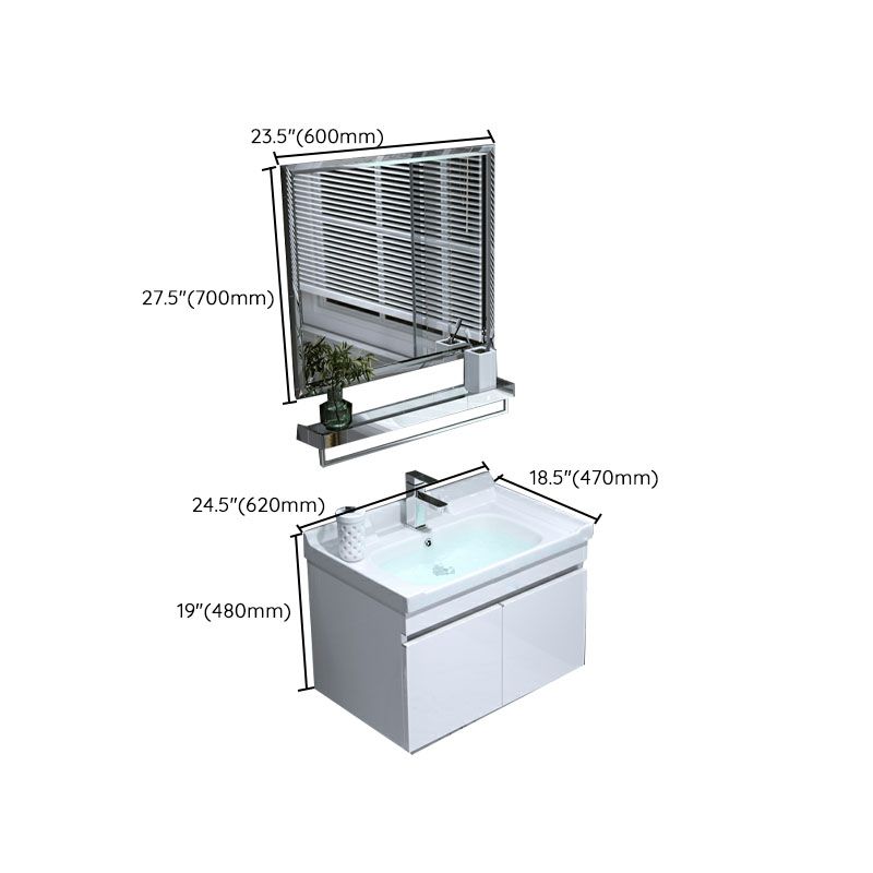 Wall Mount White Modern Bathroom Sink Vanity with Mirror Faucet Clearhalo 'Bathroom Remodel & Bathroom Fixtures' 'Bathroom Vanities' 'bathroom_vanities' 'Home Improvement' 'home_improvement' 'home_improvement_bathroom_vanities' 1200x1200_0a3a3797-a4b3-4491-8a1b-b60cb82230b0