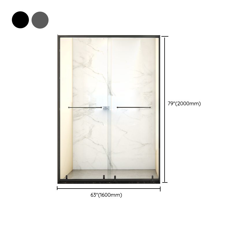Tempered Shower Bath Door Double Sliding Shower Door with 2 Handle Clearhalo 'Bathroom Remodel & Bathroom Fixtures' 'Home Improvement' 'home_improvement' 'home_improvement_shower_tub_doors' 'Shower and Tub Doors' 'shower_tub_doors' 'Showers & Bathtubs' 1200x1200_0a420e12-2c1d-4adb-98b8-ebf332321282