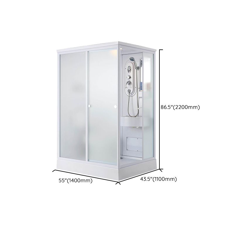 Framed Single Sliding Shower Kit Frosted Rectangle Shower Stall Clearhalo 'Bathroom Remodel & Bathroom Fixtures' 'Home Improvement' 'home_improvement' 'home_improvement_shower_stalls_enclosures' 'Shower Stalls & Enclosures' 'shower_stalls_enclosures' 'Showers & Bathtubs' 1200x1200_0a6773a4-f697-4428-8175-3d982be140bf