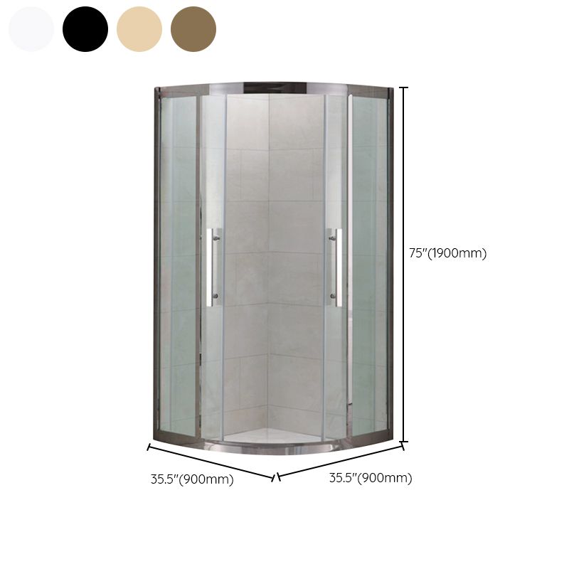 Shower Enclosure Semi-Frameless Double Sliding Neo-Angle Black Door Handles Shower Stall Clearhalo 'Bathroom Remodel & Bathroom Fixtures' 'Home Improvement' 'home_improvement' 'home_improvement_shower_stalls_enclosures' 'Shower Stalls & Enclosures' 'shower_stalls_enclosures' 'Showers & Bathtubs' 1200x1200_0a6a1c0a-fbd4-4722-875b-ec3ff4e15a43