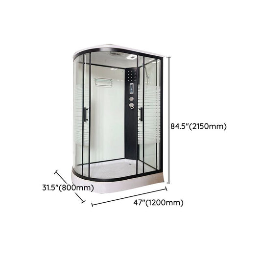 Modern Black Shower Stall Shower System Clear Glass Sliding Door Shower Enclosure Clearhalo 'Bathroom Remodel & Bathroom Fixtures' 'Home Improvement' 'home_improvement' 'home_improvement_shower_stalls_enclosures' 'Shower Stalls & Enclosures' 'shower_stalls_enclosures' 'Showers & Bathtubs' 1200x1200_0a723d89-be40-4df7-aae7-727e530251b9