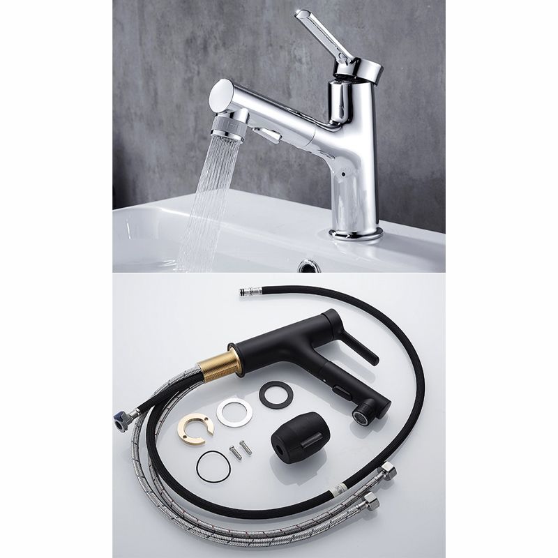 Contemporary Sink Faucet Pull-out Vessel Sink Faucet with Lever Handle Clearhalo 'Bathroom Remodel & Bathroom Fixtures' 'Bathroom Sink Faucets' 'Bathroom Sinks & Faucet Components' 'bathroom_sink_faucets' 'Home Improvement' 'home_improvement' 'home_improvement_bathroom_sink_faucets' 1200x1200_0a886a47-62d4-4e56-9795-21d8f594c626