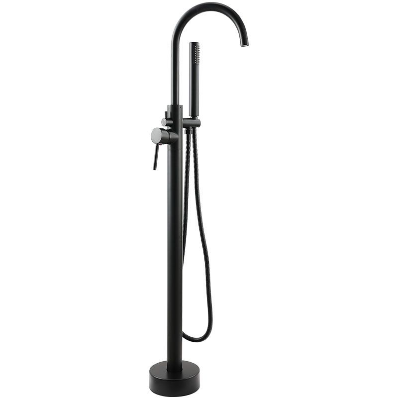 Contemporary Metal Freestanding Faucet Floor Mounted Freestanding Bathtub Faucet Clearhalo 'Bathroom Remodel & Bathroom Fixtures' 'Bathtub Faucets' 'bathtub_faucets' 'Home Improvement' 'home_improvement' 'home_improvement_bathtub_faucets' 1200x1200_0a8a8d23-bea5-45c4-a63f-33fa880465d2