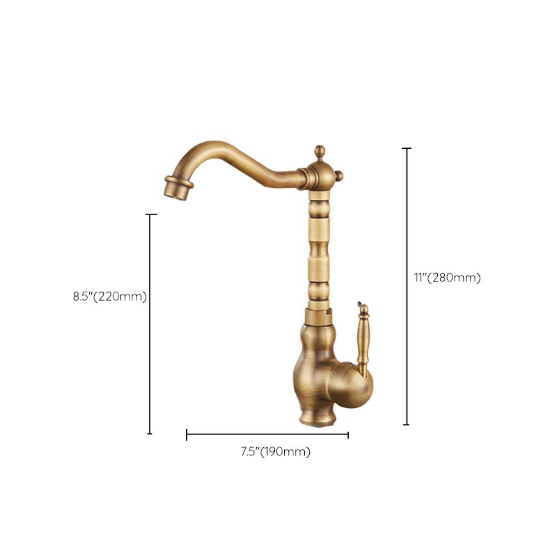 Traditional Standard Bar Faucet 1-Handle Kitchen Faucet in Gold Clearhalo 'Home Improvement' 'home_improvement' 'home_improvement_kitchen_faucets' 'Kitchen Faucets' 'Kitchen Remodel & Kitchen Fixtures' 'Kitchen Sinks & Faucet Components' 'kitchen_faucets' 1200x1200_0aa84dc7-d0b2-43cd-951c-c27cccf9ed47