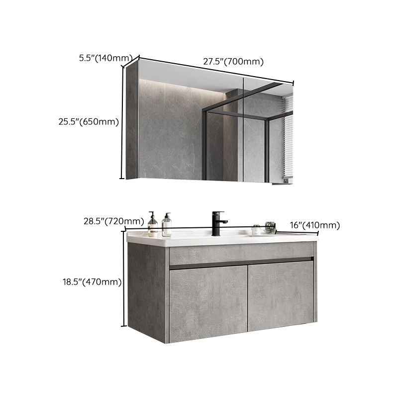 Gray Modern Bathroom Vanity Single-Sink Rectangular Wall Mount Vanity Set Clearhalo 'Bathroom Remodel & Bathroom Fixtures' 'Bathroom Vanities' 'bathroom_vanities' 'Home Improvement' 'home_improvement' 'home_improvement_bathroom_vanities' 1200x1200_0ab9ddf8-b777-4794-976c-d8b88fbde162