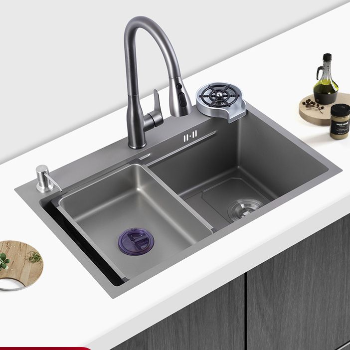 Grey Kitchen Sink Cutting Board Single Bowl Stainless Steel Top-Mount Kitchen Sink Clearhalo 'Home Improvement' 'home_improvement' 'home_improvement_kitchen_sinks' 'Kitchen Remodel & Kitchen Fixtures' 'Kitchen Sinks & Faucet Components' 'Kitchen Sinks' 'kitchen_sinks' 1200x1200_0ac6aeea-533d-4168-8408-43318a6f1e9c