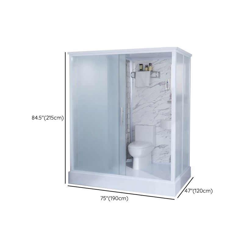 White Frosted Glass Shower Stall Single Sliding Door Shower Room Clearhalo 'Bathroom Remodel & Bathroom Fixtures' 'Home Improvement' 'home_improvement' 'home_improvement_shower_stalls_enclosures' 'Shower Stalls & Enclosures' 'shower_stalls_enclosures' 'Showers & Bathtubs' 1200x1200_0ae44c49-4e07-4427-8692-e7cac5a31d15