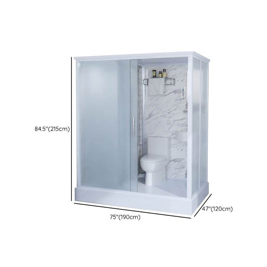 White Frosted Glass Shower Stall Single Sliding Door Shower Room Clearhalo 'Bathroom Remodel & Bathroom Fixtures' 'Home Improvement' 'home_improvement' 'home_improvement_shower_stalls_enclosures' 'Shower Stalls & Enclosures' 'shower_stalls_enclosures' 'Showers & Bathtubs' 1200x1200_0ae44c49-4e07-4427-8692-e7cac5a31d15