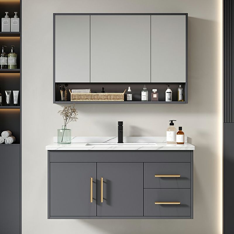 Contemporary Bathroom Vanity Set Wall-Mounted with Soft Close Door Clearhalo 'Bathroom Remodel & Bathroom Fixtures' 'Bathroom Vanities' 'bathroom_vanities' 'Home Improvement' 'home_improvement' 'home_improvement_bathroom_vanities' 1200x1200_0ae8b88a-1e87-499c-bdcb-0a5e0a3eda11