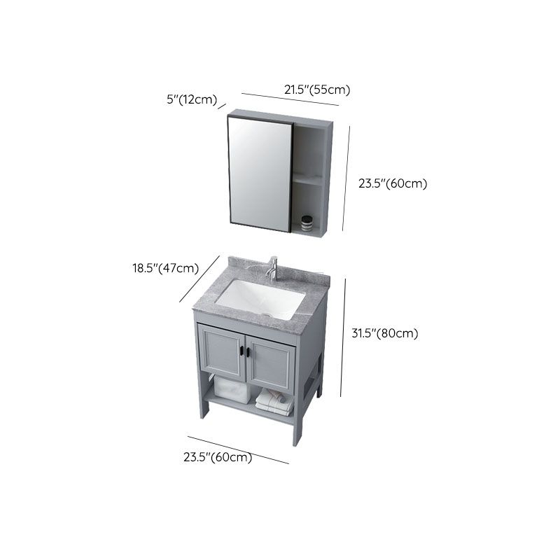 Grey Freestanding Vanity Metal Frame Glam Single Sink Shelving Included Vanity Clearhalo 'Bathroom Remodel & Bathroom Fixtures' 'Bathroom Vanities' 'bathroom_vanities' 'Home Improvement' 'home_improvement' 'home_improvement_bathroom_vanities' 1200x1200_0af71ee9-248d-4320-820c-a5e378d3fe86