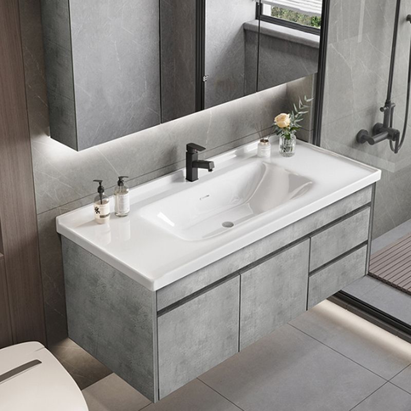 Gray Modern Bathroom Vanity Single-Sink Rectangular Wall Mount Vanity Set Clearhalo 'Bathroom Remodel & Bathroom Fixtures' 'Bathroom Vanities' 'bathroom_vanities' 'Home Improvement' 'home_improvement' 'home_improvement_bathroom_vanities' 1200x1200_0b05d781-10e5-4a8a-9cba-d0072c7c776a