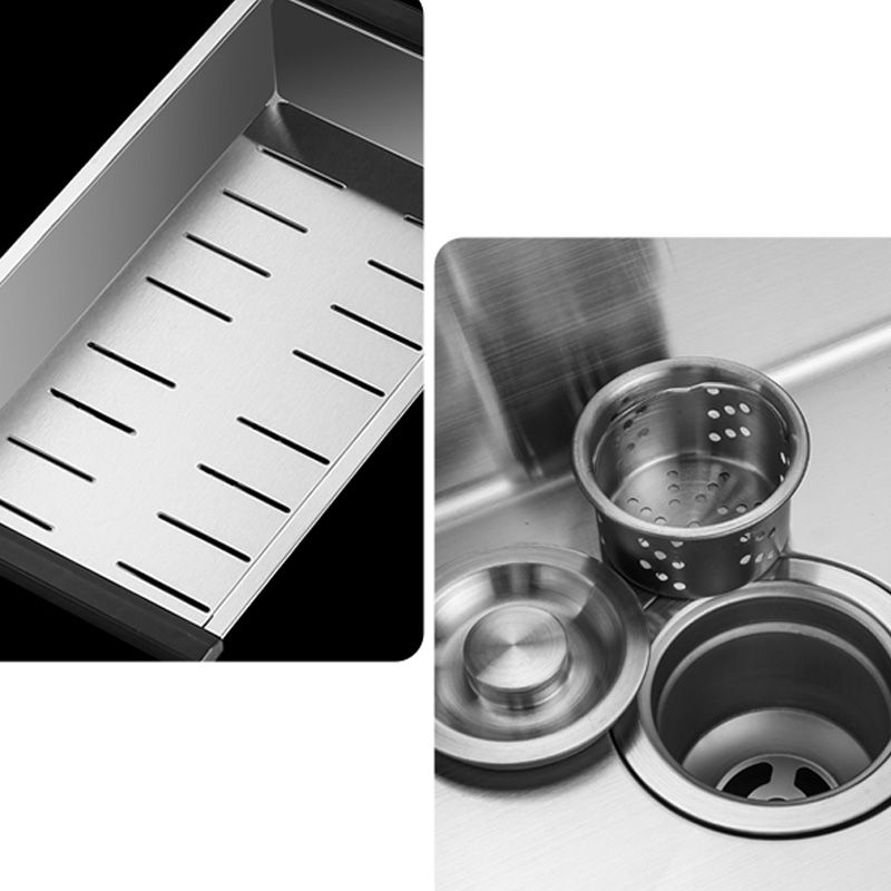 Contemporary Style Kitchen Sink Soundproof Detail Kitchen Sink with Basket Strainer Clearhalo 'Home Improvement' 'home_improvement' 'home_improvement_kitchen_sinks' 'Kitchen Remodel & Kitchen Fixtures' 'Kitchen Sinks & Faucet Components' 'Kitchen Sinks' 'kitchen_sinks' 1200x1200_0b117341-0bbf-4dad-a2cf-ec2cd0948af6