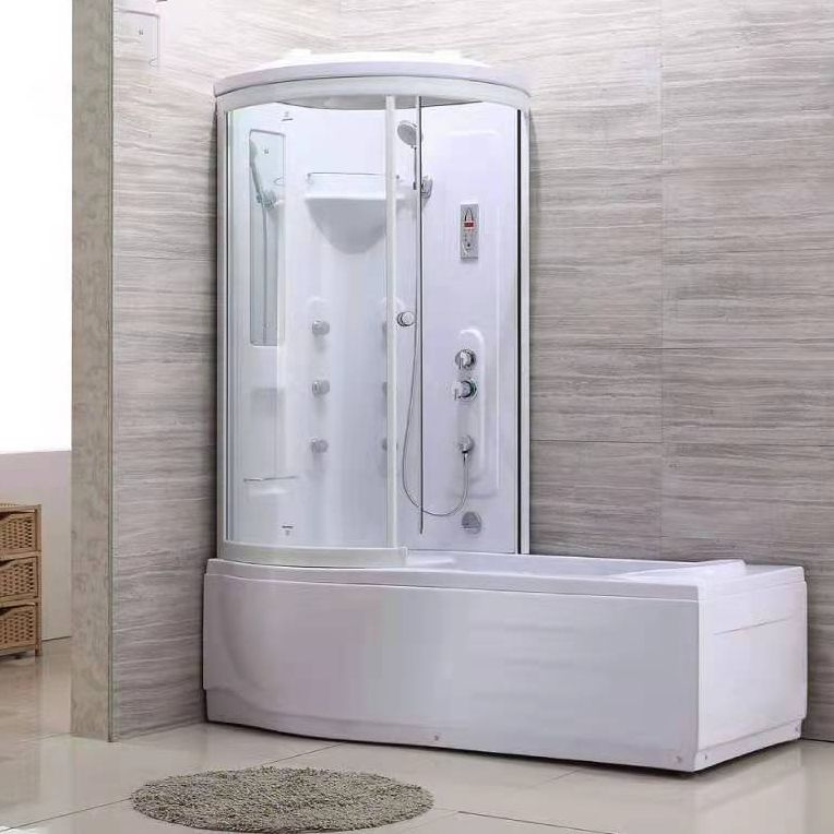 Neo-Round Tub & Shower Kit Tempered Glass Clear Tub & Shower Kit Clearhalo 'Bathroom Remodel & Bathroom Fixtures' 'Home Improvement' 'home_improvement' 'home_improvement_shower_stalls_enclosures' 'Shower Stalls & Enclosures' 'shower_stalls_enclosures' 'Showers & Bathtubs' 1200x1200_0b153f58-5cff-4c61-bb8a-4761e7772c6c
