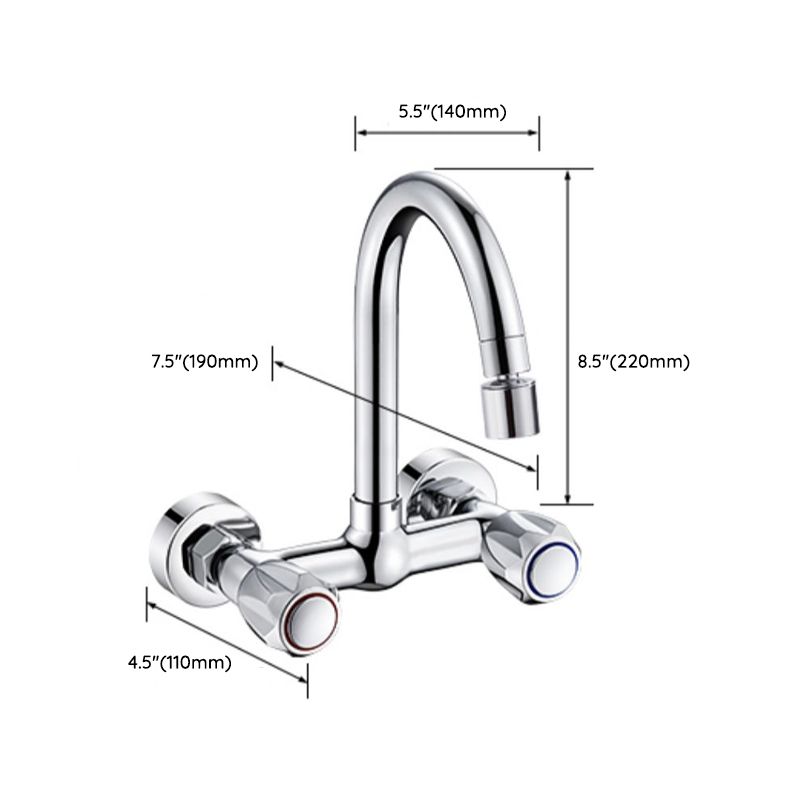 Contemporary Wall Mounted Pot Filler Faucet High Arch Swivel Spout 2 Hole Kitchen Faucet Clearhalo 'Home Improvement' 'home_improvement' 'home_improvement_kitchen_faucets' 'Kitchen Faucets' 'Kitchen Remodel & Kitchen Fixtures' 'Kitchen Sinks & Faucet Components' 'kitchen_faucets' 1200x1200_0b59f1aa-c30a-4541-9b98-65a1a7331ec5