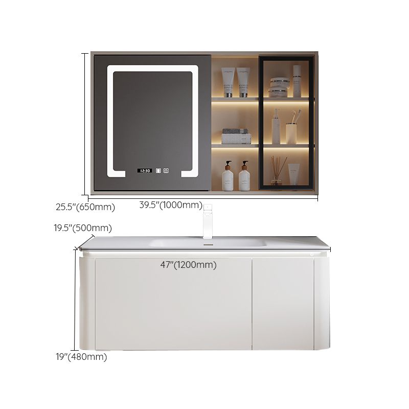 Wood Frame Vanity Rectangular Single Sink Mirror Wall-Mounted White Bathroom Vanity Clearhalo 'Bathroom Remodel & Bathroom Fixtures' 'Bathroom Vanities' 'bathroom_vanities' 'Home Improvement' 'home_improvement' 'home_improvement_bathroom_vanities' 1200x1200_0b5b02c7-b6f8-4dd9-81c1-dd42c6411e17