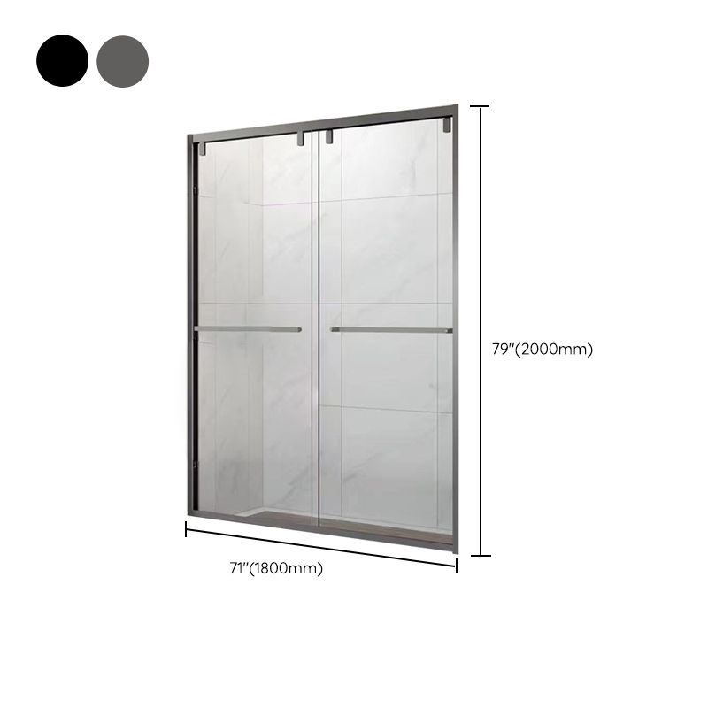 Semi-frameless Double Sliding Shower Door, One-line Shower Room Partition Clearhalo 'Bathroom Remodel & Bathroom Fixtures' 'Home Improvement' 'home_improvement' 'home_improvement_shower_tub_doors' 'Shower and Tub Doors' 'shower_tub_doors' 'Showers & Bathtubs' 1200x1200_0b76024e-6c14-4494-a871-8416a2c6a77c