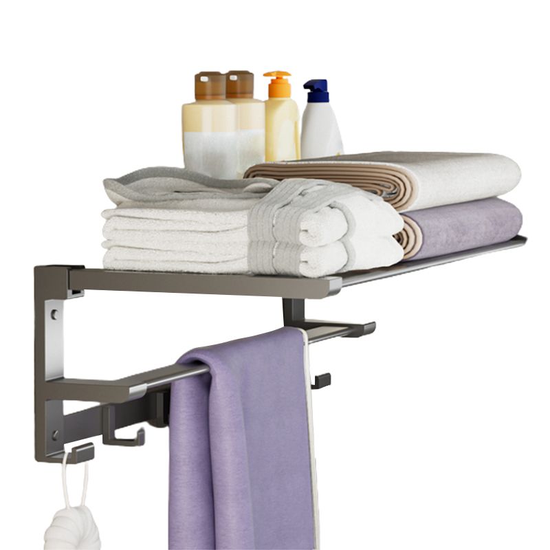 Modern Grey Bath Hardware Set Bath Shelf Towel Bar Bathroom Accessory Kit Clearhalo 'Bathroom Hardware Sets' 'Bathroom Hardware' 'Bathroom Remodel & Bathroom Fixtures' 'bathroom_hardware_sets' 'Home Improvement' 'home_improvement' 'home_improvement_bathroom_hardware_sets' 1200x1200_0b83d76a-55d4-408e-9e37-e57b2f9b7541